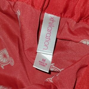 Xhilaration Vibrant Red Skirt with Bicycle Design